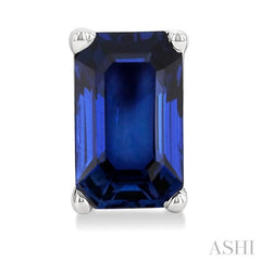 5X3 MM Octagon Shape Sapphire Precious Stud Earrings in 14K White Gold