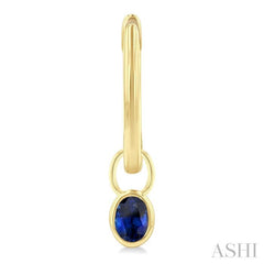5x3 MM Bezel Set Oval Cut Sapphire Precious Fashion Huggie Earrings in 14K Yellow Gold