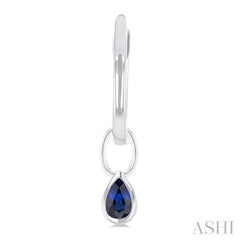 5x3 MM Bezel Set Pear Cut Sapphire Precious Fashion Huggie Earrings in 10K White Gold