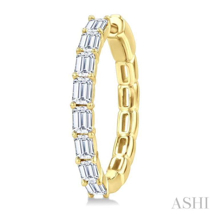 1 7/8 Ctw North-South Emerald Cut Diamond Fashion Hoop Earrings in 14K Yellow Gold