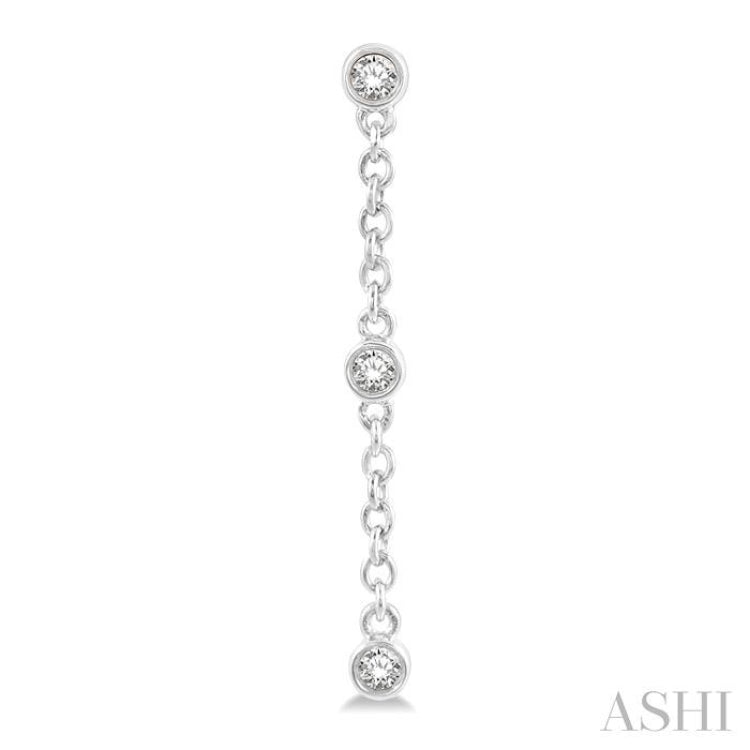 1/6 ctw Circular Shape 3-Station Round Cut Diamond Drop Earring in 10K White Gold