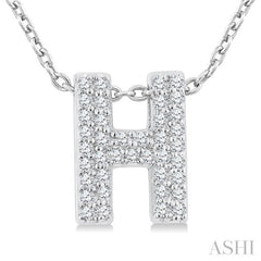 1/8 Ctw Bubble Accent Initial 'H' Round Cut Diamond Fashion Pendant With Chain in 10K White Gold