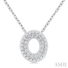 1/10 Ctw Bubble Accent Initial 'O' Round Cut Diamond Fashion Pendant With Chain in 10K White Gold
