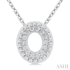 1/10 Ctw Bubble Accent Initial 'O' Round Cut Diamond Fashion Pendant With Chain in 10K White Gold