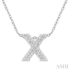 1/10 Ctw Bubble Accent Initial 'X' Round Cut Diamond Fashion Pendant With Chain in 10K White Gold