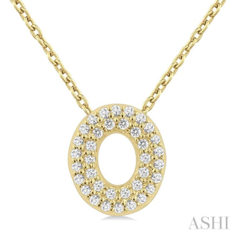 1/10 Ctw Bubble Accent Initial 'O' Round Cut Diamond Fashion Pendant With Chain in 10K Yellow Gold