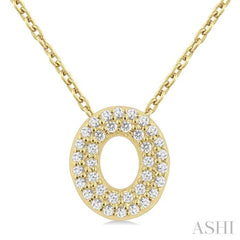 1/10 Ctw Bubble Accent Initial 'O' Round Cut Diamond Fashion Pendant With Chain in 10K Yellow Gold