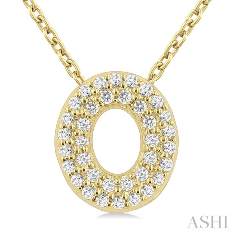 1/10 Ctw Bubble Accent Initial 'O' Round Cut Diamond Fashion Pendant With Chain in 10K Yellow Gold