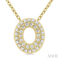1/10 Ctw Bubble Accent Initial 'O' Round Cut Diamond Fashion Pendant With Chain in 10K Yellow Gold