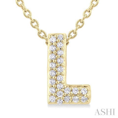 1/20 Ctw Initial 'L' Round Cut Diamond Fashion Pendant With Chain in 10K Yellow Gold