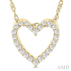 1/10 ctw Heart Shape Round Cut Diamond Pendant With Chain in 14K  Yellow Gold