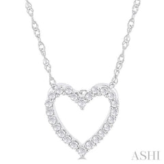 1/10 ctw Heart Shape Round Cut Diamond Pendant With Chain in 10K  White Gold