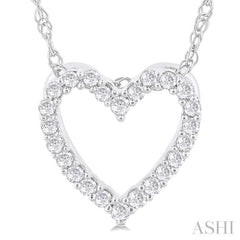 1/10 ctw Heart Shape Round Cut Diamond Pendant With Chain in 10K  White Gold