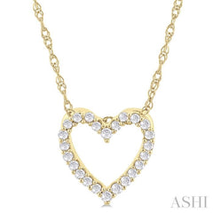 1/10 ctw Heart Shape Round Cut Diamond Pendant With Chain in 10K  Yellow Gold
