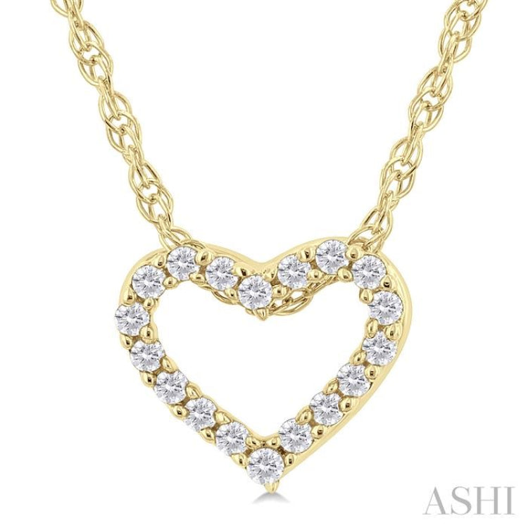 1/20 ctw Heart Shape Round Cut Diamond Pendant With Chain in 10K  Yellow Gold