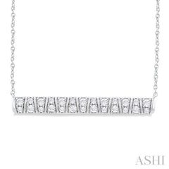 1/2 ctw Ribbed Trapezoid Motif Bar Round Cut Diamond Necklace in 14K White Gold