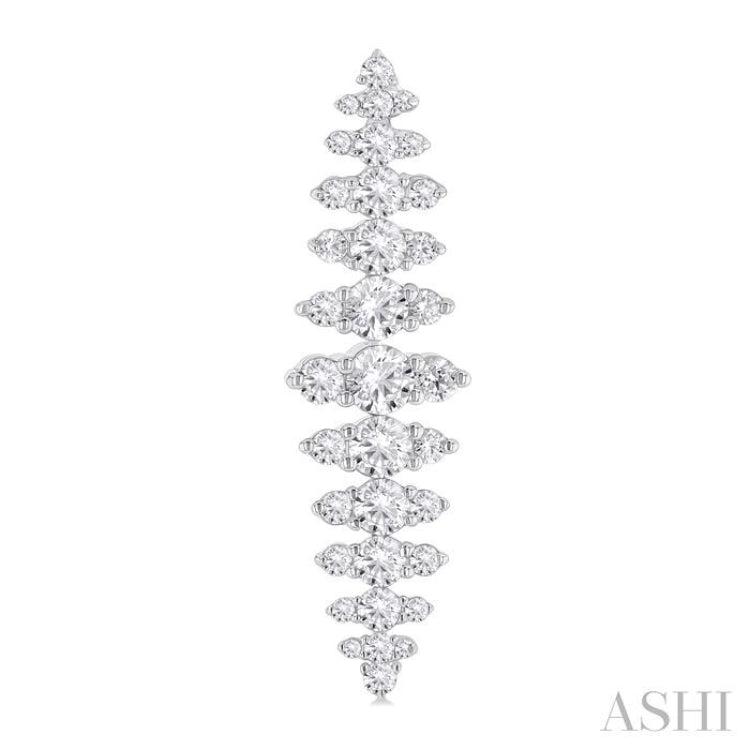2 ctw Waterfall Round Cut Diamond Fashion Earring in 14K White Gold