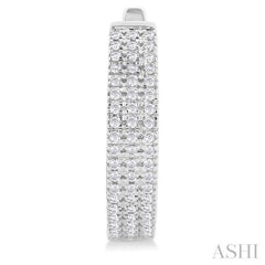 1/3 ctw Triple Row Round Cut Diamond Hoop Earring in 10K White Gold