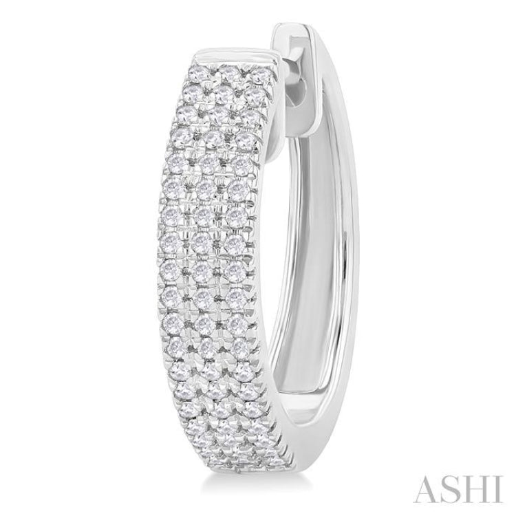 1/3 ctw Triple Row Round Cut Diamond Hoop Earring in 10K White Gold