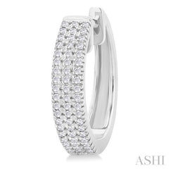 1/3 ctw Triple Row Round Cut Diamond Hoop Earring in 10K White Gold