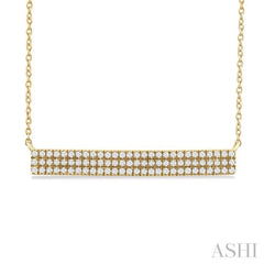 1/4 ctw Bar Triple Row Round Cut Diamond Necklace in 10K Yellow Gold