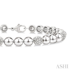 6 MM Bold Bead and 1/5 Ctw Round Cut Bead Bijoux Diamond Fashion Bracelet in Sterling Silver
