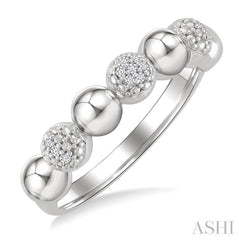 4 MM Bold Bead and 1/20 Ctw Round Cut Bead Bijoux Diamond Fashion Ring in Sterling Silver