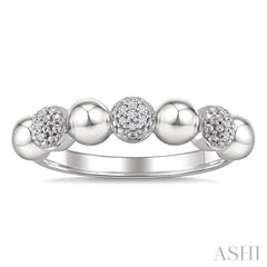 4 MM Bold Bead and 1/20 Ctw Round Cut Bead Bijoux Diamond Fashion Ring in Sterling Silver