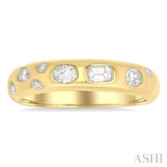 1/3 ctw Bezel Set Mixed Shape Diamond Cut Fashion Band in 14K Yellow Gold