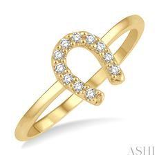 10K .12ct Diamond HorseShoe Ring Size-7
