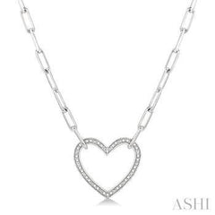 925 0.03ct Diamond Paperclip-Heart Necklace