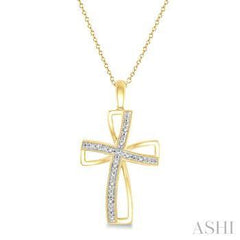 10K 0.03CT  Diamond Cross Necklace