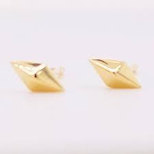 14K Gold Fancy Pyramid Earrings