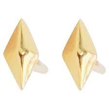 14K Gold Fancy Pyramid Earrings
