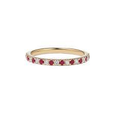 10k .15ct-Diamond Ruby Wedding Band