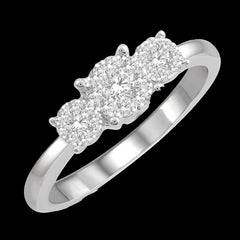 14k .75ct-Cluster Past-Present-Furture Ring Size-6.5