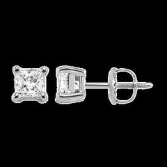 14K 0.33ct Diamond Solitaire Princess-Earrings