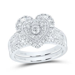 10k .87ct-Diamond NK-Heart Bridal-Set Size-7