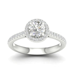 14K 1.25ct H-Color/VS-Clarity Lab-Diamond Round-halo/Ring