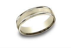 14K-6.5MM Light-Comfort-Fit Round-Edge-Satin-Center Wedding-Band Size-9