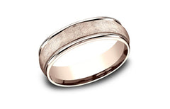 14K-6.5MM Light-Comfort-Fit Round-Edged Swirl-Center Wedding-Band Size-9