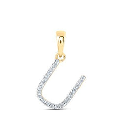 10K 0.15ct Diamond Initial-U Pendant