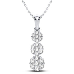 14k .75ct-Diamond Past-Present-Future Cluster Pendant