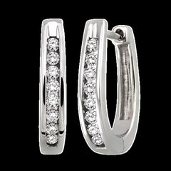 10K 0.25ct Diamond Hoop Earrings