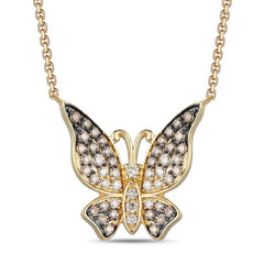 14k .43ct-Diamond Chocolate-Ombre Butterfly-Pendant
