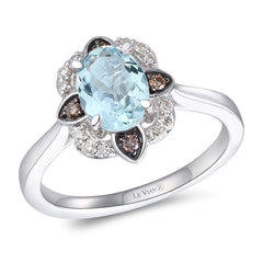 14k .16ct-Diamond .85ct-Aquamarine Levian-Ring