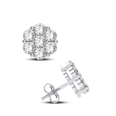 10K 0.50ct Diamond Cluster Earrings