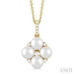 10K 0.10CT DIAMOND/5MM PEARL NECKLACE