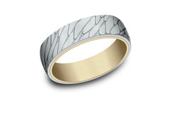 14K 6.5mm Size-10 Pebble-Pattern Wedding-Band