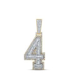 10K 0.47ct Diamond "4" Pendant
